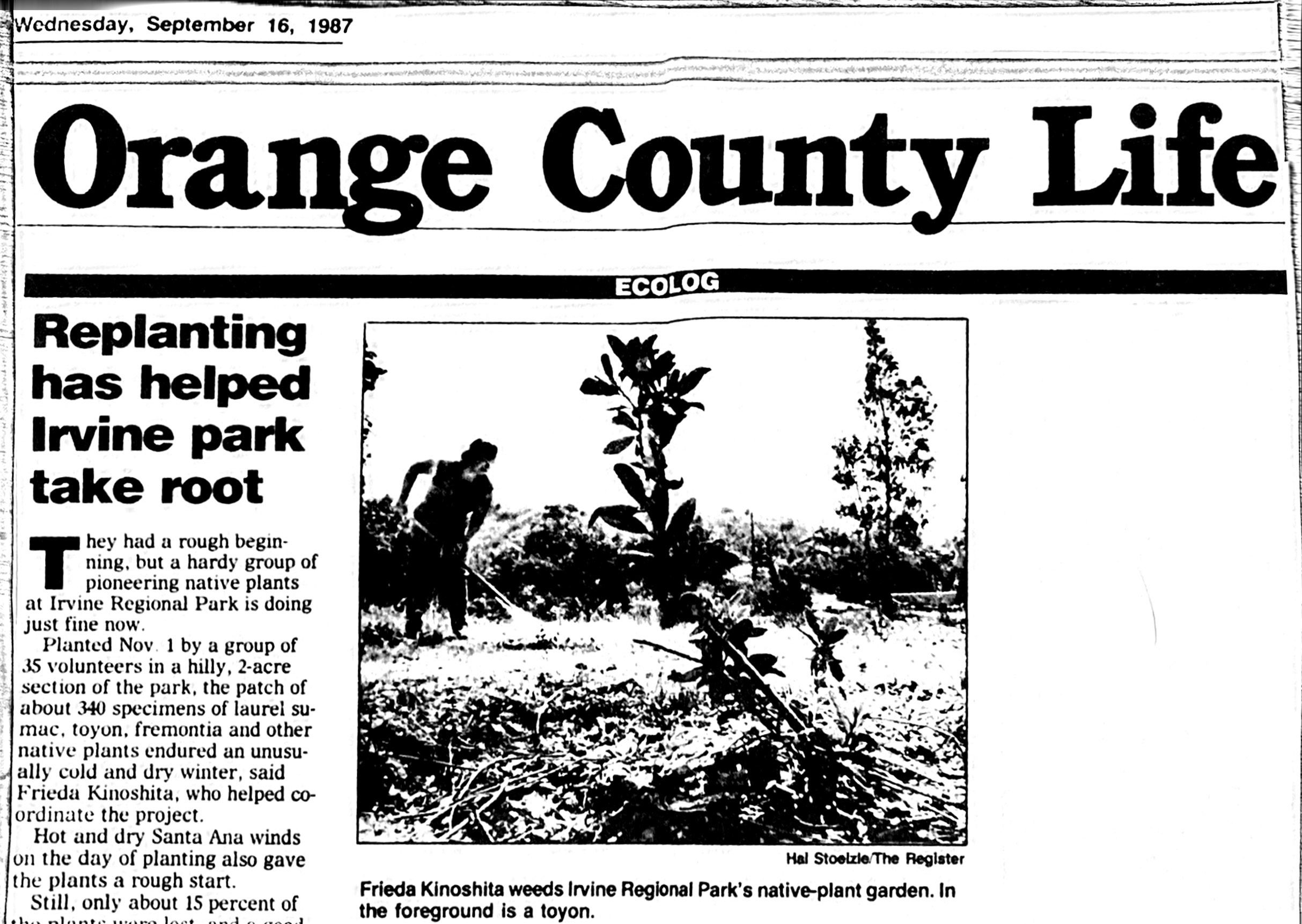 1987.09.16 News Irvine Park Replanting